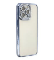 Newface Apple iPhone 14 Pro Kılıf Joke Taşlı Silikon - Mavi