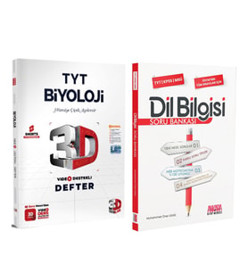 3D Yayınları TYT Biyoloji Video Destekli Defter ve AKM Dil Bilgisi Soru Bankası Seti 2 Kitap