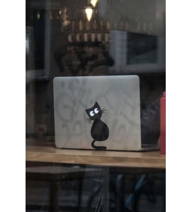 Laptop Kedi Stickeri Kedi Stickeri Bilgisayar Üzerine Sticker  (Siyah)