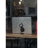Laptop Kedi Stickeri Kedi Stickeri Bilgisayar Üzerine Sticker  (Siyah)