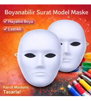 Boyanabilir Surat Model Maske - Lastikli Kendin Tasarla