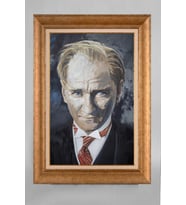 Altın Varaklı Paspartulu Çerçeveli Atatürk Tablo nt662