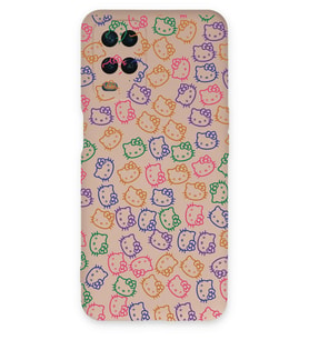 Oppo A16 Uyumlu Lansman Kılıf Hello Kitty Tasarımlı İçi Kadife Kapak-Pudra (Şeffaf)