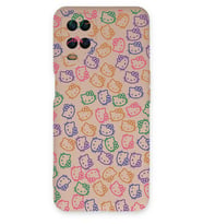Oppo A16 Uyumlu Lansman Kılıf Hello Kitty Tasarımlı İçi Kadife Kapak-Pudra (Şeffaf)