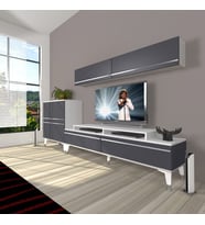 Decoraktiv Ekoflex 6Y Mdf Silver Tv Ünitesi Tv Sehpası - Beyaz Antrasit (Beyaz - Antrasit)