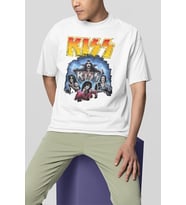 Rock Metal Müzik Grubu Kiss Baskılı Unisex Oversize Tişört