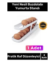 Premium Seri Buzdolabı Plastik 2 Katlı Kullanışlı Pratik Raf Düzenleyici Yeni Nesil Yumurta Standı
