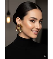 AKFECAN ÇELİK KAHVERENGİ ÇİÇEKLİ KÜPE (Altın Rengi)