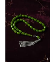 Yeşil Kapsül Kesim Katalin Tesbih (11mm x 7mm) (Çok Renkli)