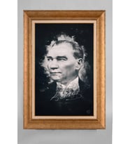 Altın Varaklı Paspartulu Çerçeveli Atatürk Tablo nt1067