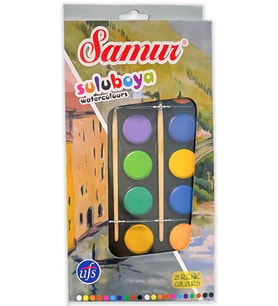 Samur Büyük Boy Sulu Boya 21 Renk 2li Fırça