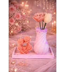 PINK LOVE CANDLE-romantik el yapımı mum (Pembe-Turuncu)