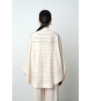 Kadın Arkası Ve Kolları Yatay Taş İşlemeli Oversize Kesim Kimono (Açık Bej)