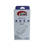 Elba ELB02-20WPD Beyaz 20W USB-C Şarj Kafa PD 3.0-QC4.0(Akıllı Koruma-Hızlı Şarj-Isıya Dayanıklı)