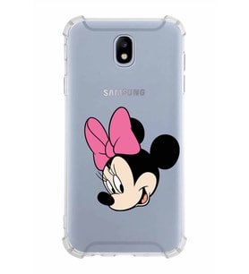 Samsung Galaxy J7 Pro  Köşe Korumalı Antişok Kapak Minnie Mouse Tasarımlı Şeffaf  Kılıf