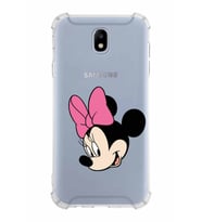 Samsung Galaxy J7 Pro  Köşe Korumalı Antişok Kapak Minnie Mouse Tasarımlı Şeffaf  Kılıf