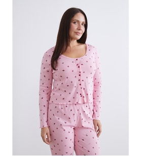 LCW DREAM Pembe U Yaka Çiçekli Kadın Pijama Takım