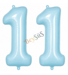 11 Rakam Folyo Balon Mavi Rengi (76 cm)