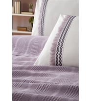 Tek Kişilik Waffle Pike Takımı 3 Parça Dantelli Petek Pike Lila