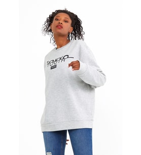 Kadın Bisiklet Yaka Oversize Fit Tokya Baskılı İnce Sweatshirt SPR22SWK134