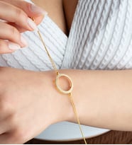 925 Ayar Gümüş Gold Kaplama Zikron Taşlı Çeyreklik Bileklik