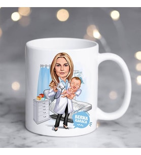 Kişiye Özel Doğum Doktoru Kadın Karikatürlü Bardak
