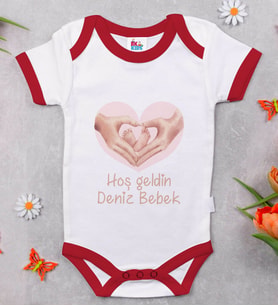 BK Kids İsimli Hoş Geldin Bebek Tasarımlı Kırmızı Bebek Body Zıbın-6