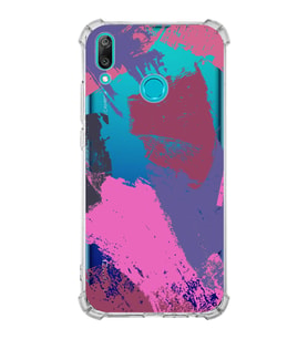 Huawei Y9 2019 Uyumlu Köşe Korumalı Antişok Kapak Brushstroke Tasarımlı Şeffaf Silikon Kılıf