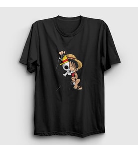 Presmono Unisex Siyah Flag Anime One Piece T-Shirt 135208tt