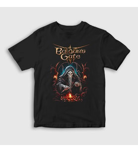 Presmono Unisex Çocuk Siyah Cover Oyun Baldur's Gate T-Shirt 496629tt