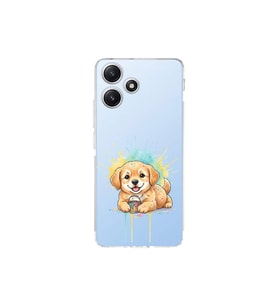 Redmi 12 ile Uyumlu Splash Köpek Tasarımlı Şeffaf Silikon Kılıf