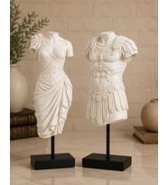 Antik Roma İmparatoru Augustus & Livia Drusilla Başsız Kaideli Heykel Seti