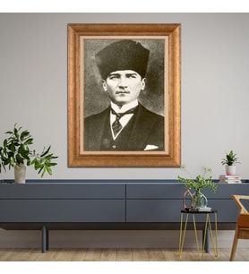 Altın Varaklı Paspartulu Çerçeveli Tablo hb1205