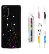 Samsung A02S A03S A10 A12 A13 A21S A22 Kılıf Kablo Koruma Spiral Silikon Line Planet 1736