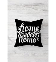 Home Sweet Home Çift Tarafı Baskılı Gizli Fermuarlı Yastık Kılıfı Kırlent Koltuk Yastık Kılıfı (Siyah)