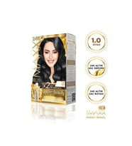 MAXX DELUXE Golden 24K Altın Içerikli Saç Boyası 1.0 Siyah 2 Boyama