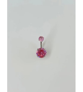 Pembe Taşlı Göbek Piercing - Pg0037