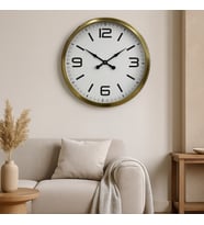 River World Duvar Saati Metal Dekoratif Seri B Rengi Gold 60 cm