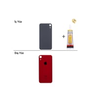 iPhone XR Kırmızı Arka Kapak Arka Cam Batarya Kapağı Lazer Kesim Kapak Pil Kapağı + B-7000 Yapıştırıcı