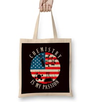 Chemistry Passion US American Flag Chemist Science Lab Tech Bez Çanta Uzun Saplı