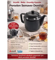3285 Pı Inox Semaver - Beko 2111 Ig Gri Poselen Demlik