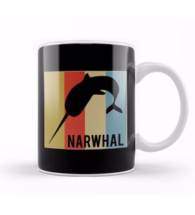 Cute Narwhal Retro Vintage Horned Beluga Whale Kupa Bardak Porselen