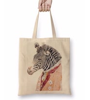 Renkli Zebra Bez Çanta Uzun Saplı