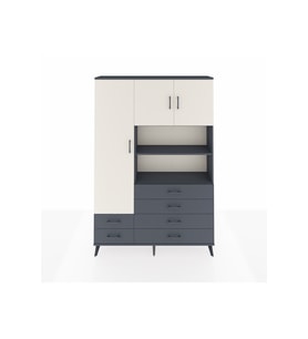 Arges Dolap 8 Raflı 6 Çekmeceli 3 Kapaklı 132x30x195 Antrasit-Aytaşı/Antrasit