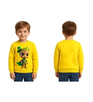 Unisex Groot Baskılı Çocuk Swaetshirt 3 İplik Şardonlu (Sarı)