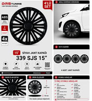 Renault Uyumlu 15 Inc Kırılmaz Parlak Siyah Jant Kapağı 1 Takım 4 Adet No:339