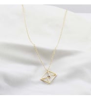 Pırlanta Taş Zarf 0.02 CT Gold Micron Kaplama Gümüş Kolye