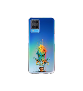 Oppo A54 4G ile uyumlu Splash ahtapot tasarımlı şeffaf silikon kılıf