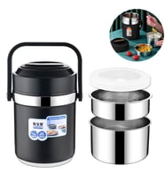 304 Çelik Gri 1600 ml Vakumlu Yemek Mama Saklama Termosu Sefertası cin597sy