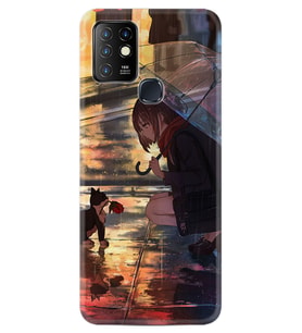 INFINIX Hot 8 9 10 11S Hot 10 Play 10T Kılıf Desemli Silikon Kız ve Kedi 1762